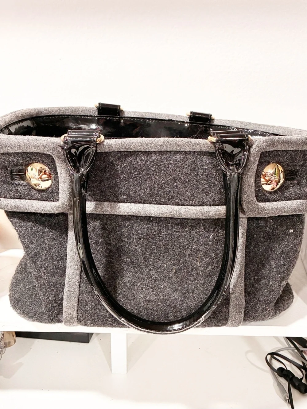 Kate Spade Alda Quinn Chestnut Hill Wool Bag Purse Grey Shoulderbag